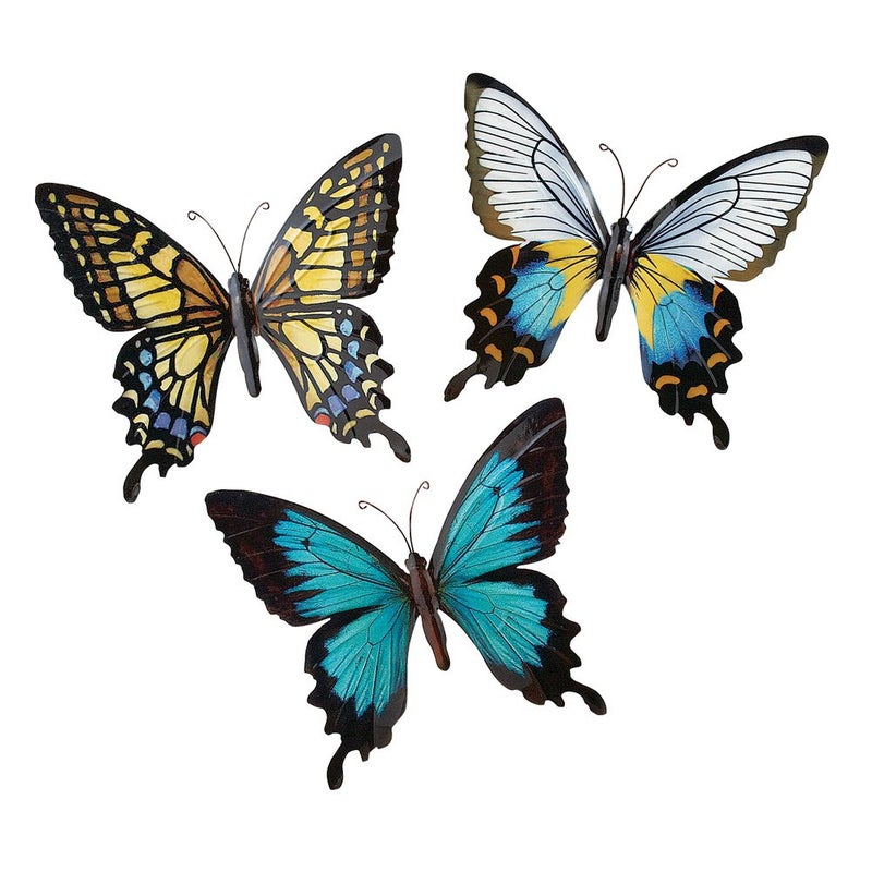 Collections Etc Metal Butterfly Wall Art Decoration, Set of 3 Fauna, Insect, Garden Theme DÃ©cor - Image 1